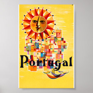 Affiche de voyage vintage du Portugal restaurée