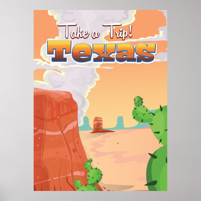 Affiche de voyage vintage du Texas (Devant)