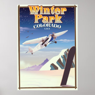 affiche de voyage vintage du Winter Park colorado