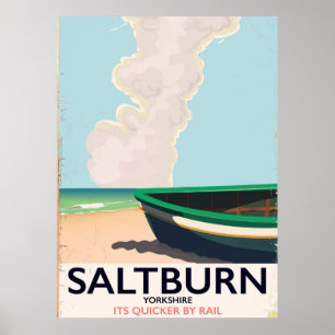 Affiche de voyage vintage du Yorkshire - Saltburn.