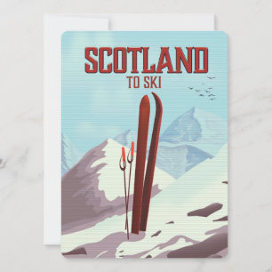 Affiche de voyage vintage Écosse pour skier