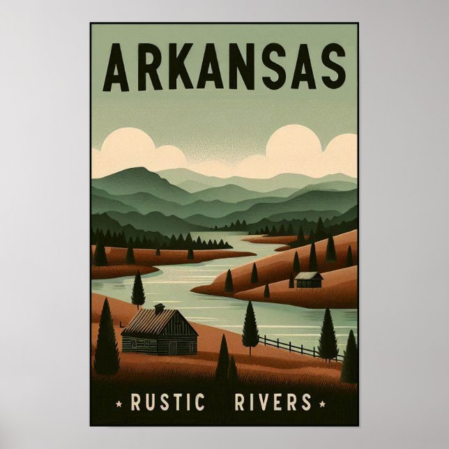 Affiche de voyage vintage en Arkansas (Devant)