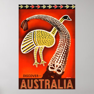 Affiche de voyage vintage en Australie Art aborigè