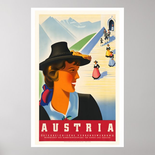 Affiche de voyage vintage en Autriche - Encadrée   (Devant)