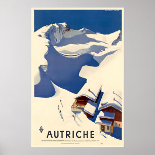 Affiche de voyage vintage en Autriche - EncadréeNo