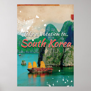 Affiche de voyage vintage en Corée du Sud