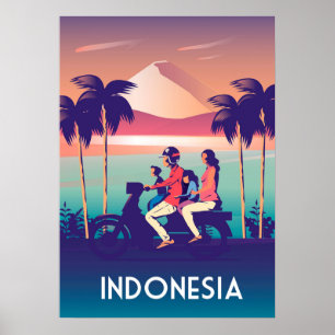 Affiche de voyage vintage en Indonésie