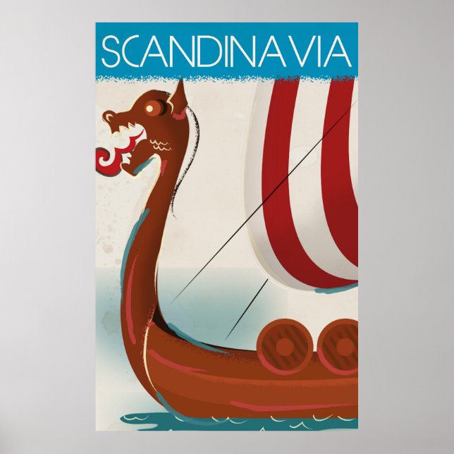Affiche de voyage vintage en Scandinavie (Devant)