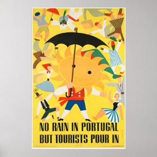 Affiche de voyage vintage ensoleillée au Portugal