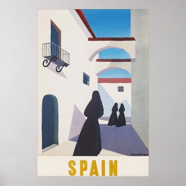 Affiche de voyage vintage Espagne Rue méditerranée (Devant)