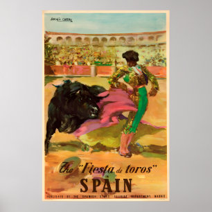 Affiche de voyage vintage espagnole Fiesta de Toro