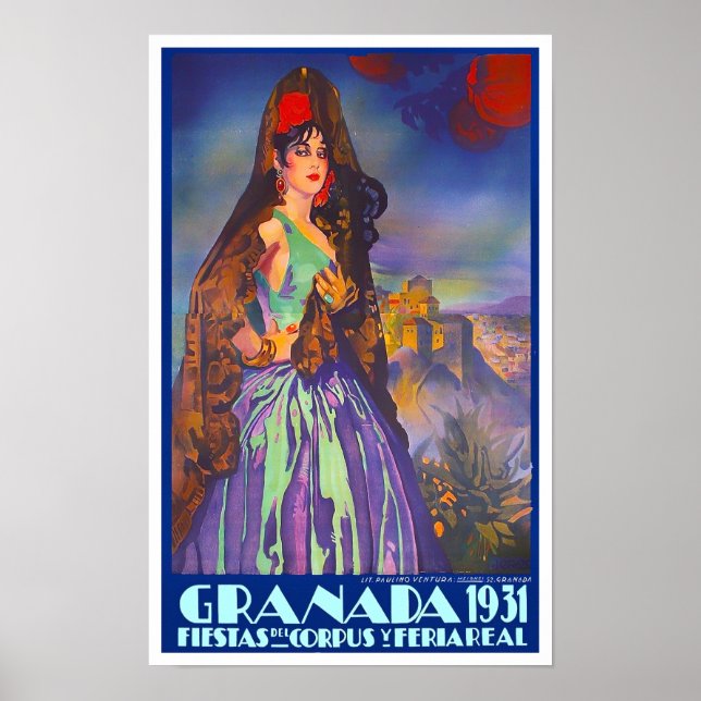 Affiche de voyage vintage Feria de Granada 1931 (Devant)
