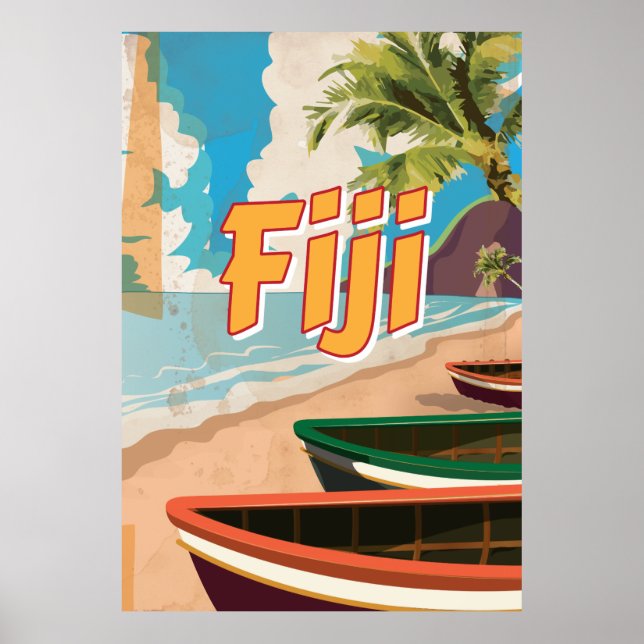 Affiche de voyage vintage Fidji (Devant)