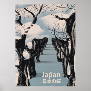 Affiche de voyage vintage Fleur de cerisier du Jap