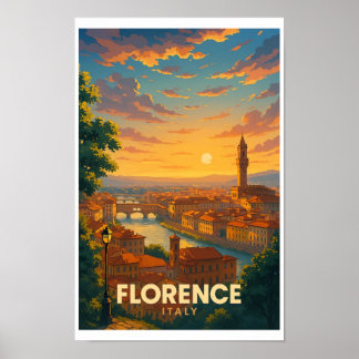 Affiche de voyage vintage Florence Italie - Couche