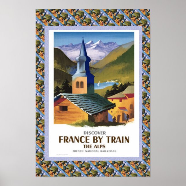 Affiche de voyage Vintage, France en train (Devant)