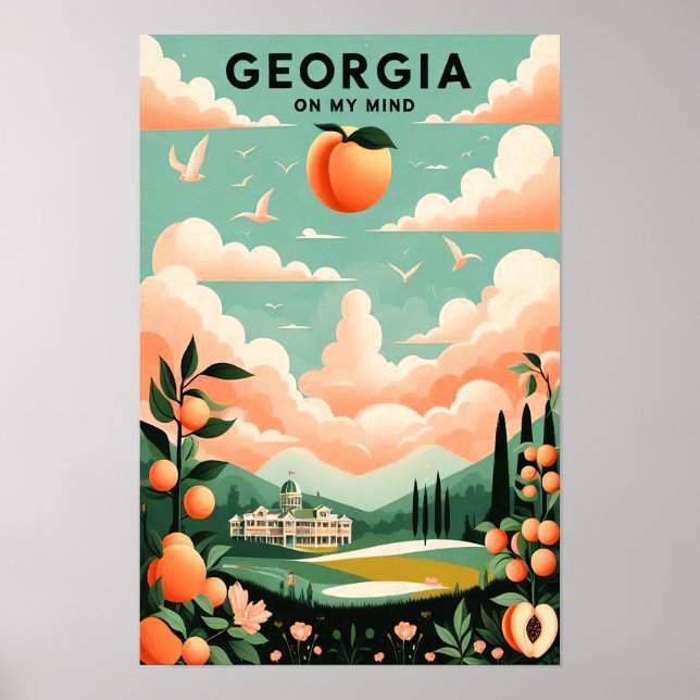 Affiche de voyage Vintage Georgia Peach (Devant)