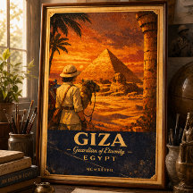 Affiche de voyage vintage Gizeh Égypte | Pyramide