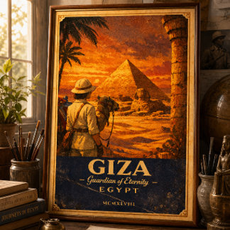 Affiche de voyage vintage Gizeh Égypte | Pyramide