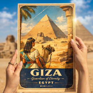 Affiche de voyage vintage Gizeh Égypte | Pyramides