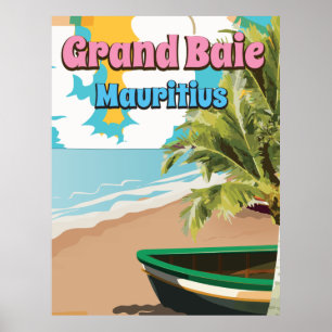Affiche de voyage vintage Grand Baie Maurice.