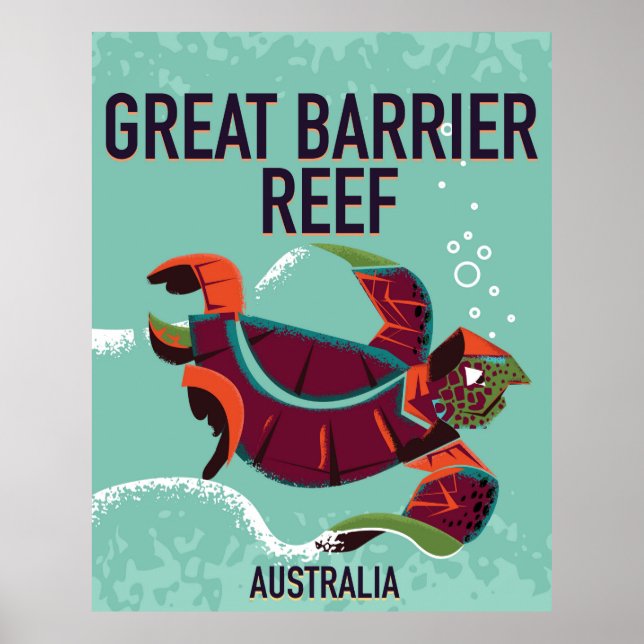 Affiche de voyage vintage Great Barrier Reef. (Devant)