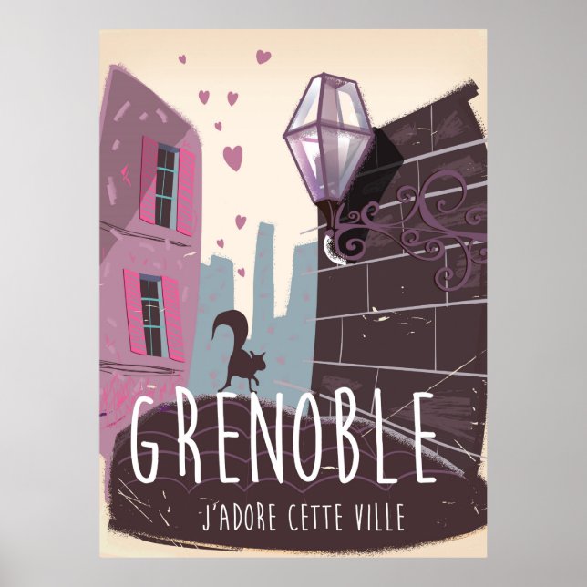 Affiche de voyage vintage Grenoble France (Devant)