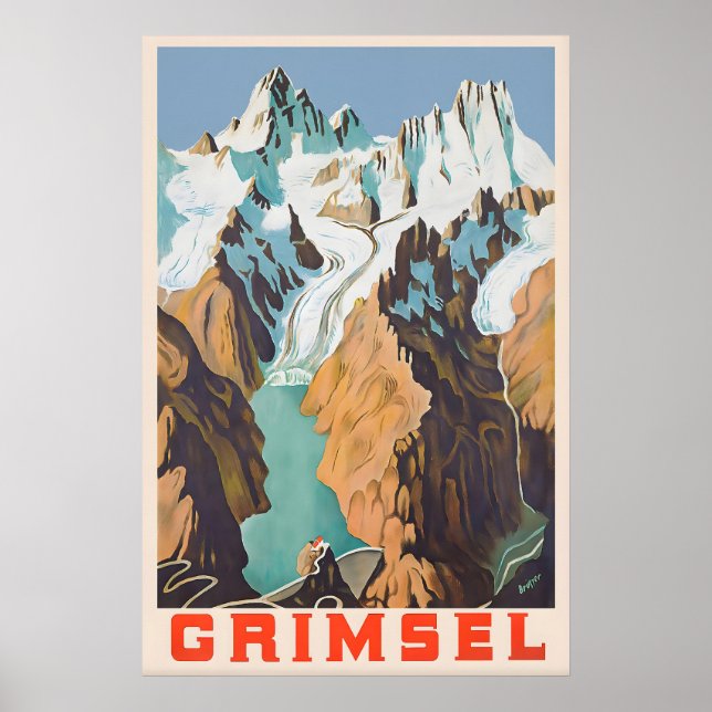 Affiche de voyage vintage Grimsel Impression  Suis (Devant)