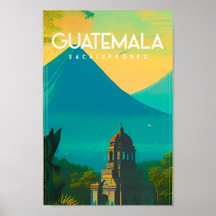 affiche de voyage vintage guatemala