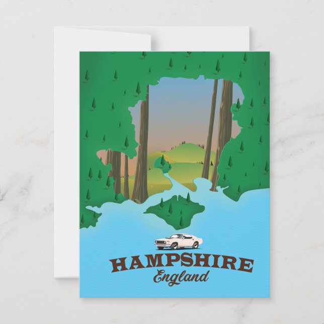 Affiche de voyage vintage Hampshire England. (Devant)