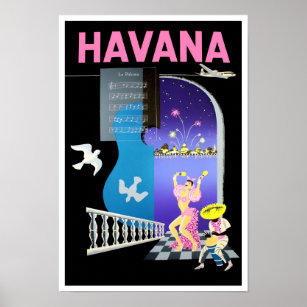 Affiche de voyage vintage Havana Cuba