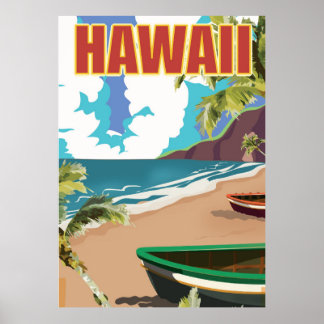 Affiche de voyage vintage Hawaï