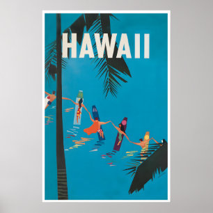 Affiche de voyage vintage Hawaii art hawaïen (XR38