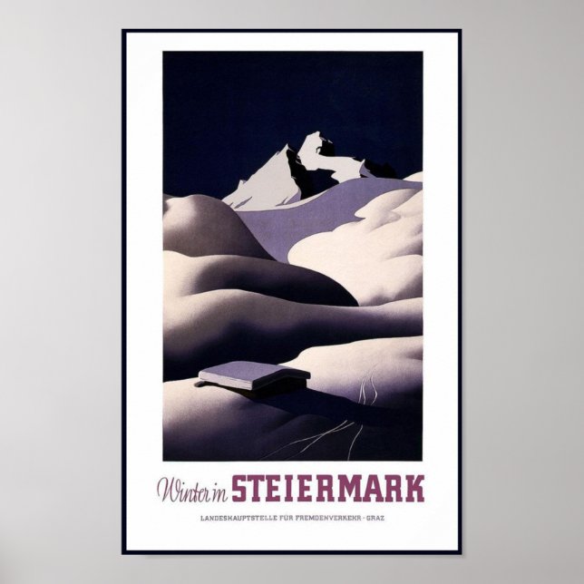 Affiche de voyage vintage hiver Steiermark Autrich (Devant)