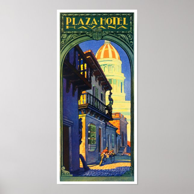 Affiche de voyage vintage Hotel Plaza Havana (Devant)