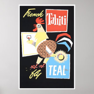 Affiche de voyage vintage impression coq d'art de
