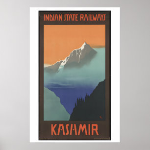 Affiche de voyage vintage Inde Cachemire - Encadré