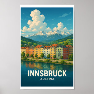 Affiche de voyage vintage Innsbruck Autriche
