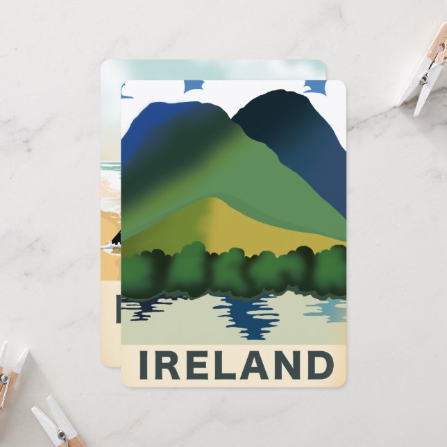 Affiche de voyage vintage Irlande (Devant/Arrière en situation)