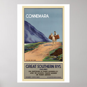 Affiche de voyage vintage Irlande Connemara - Enca