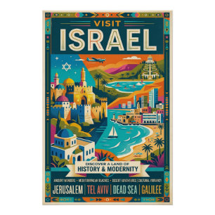 Affiche de voyage vintage Israël 