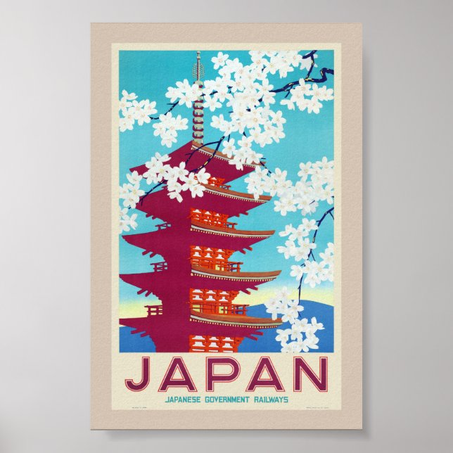 Affiche de voyage vintage Japon 1930 (Devant)