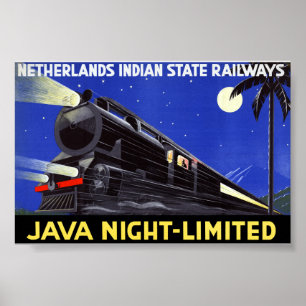 Affiche de voyage vintage Java Indonésie restaurée