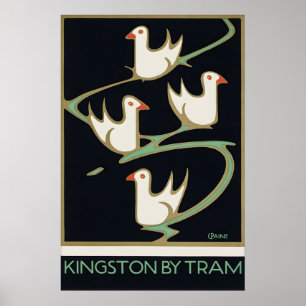 Affiche de voyage vintage Kingston Londres Kingsto