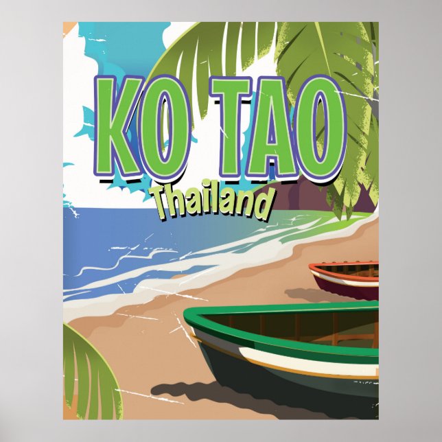 Affiche de voyage vintage Ko Tao Thaïlande (Devant)