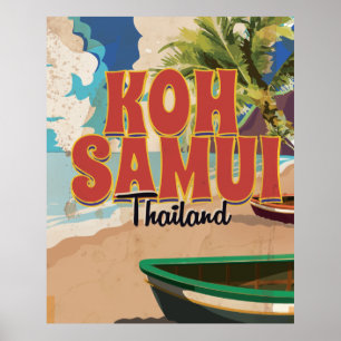 Affiche de voyage vintage Koh Samui, Thaïlande.