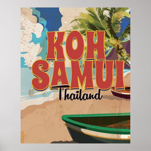 Affiche de voyage vintage Koh Samui, Thaïlande. (Devant)