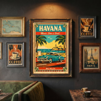 Affiche de voyage vintage La Havane – Art mural ré