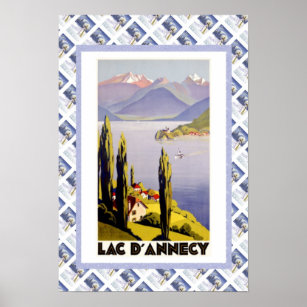 Affiche de voyage vintage, Lac d'Annecy