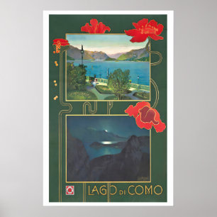 Affiche de voyage vintage Lac de Côme Lombardie It